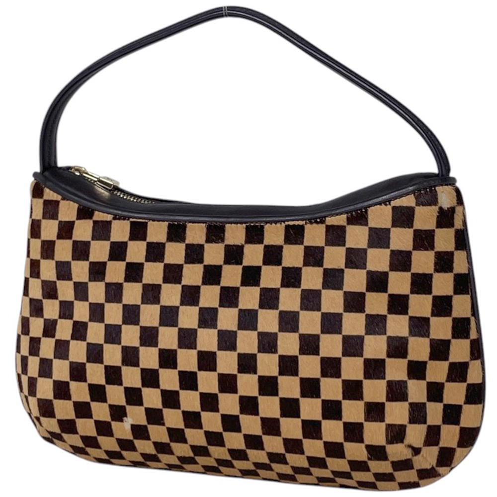 Louis Vuitton Tiger Handbag, Calf Hair, Damier Sauvage Brown, M92132, Women's